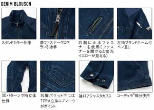 寅壱 上下 デニム 作業服 作業着 ストレッチ デニム 04.コン